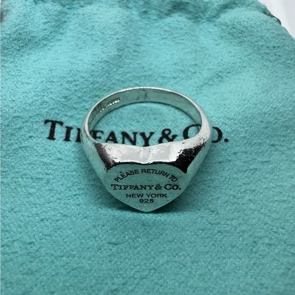 Tiffany & Co. Silver Heart Signet Ring - Picture 2 of 16